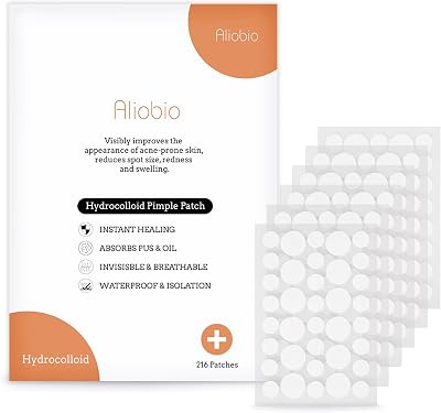 Aliobio Invisible Spot Cover Hydrocolloid Patches 216 Count Two Sizes