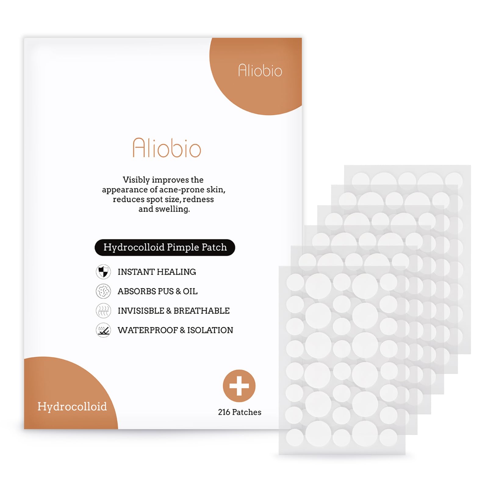 Spot Pimple Patches Aliobio Invisible Blemish Spot Cover Facial Sticker Hydrocolloid Patch Acne Stickers Spot Stickers with Two Sizes orange, 216 Count