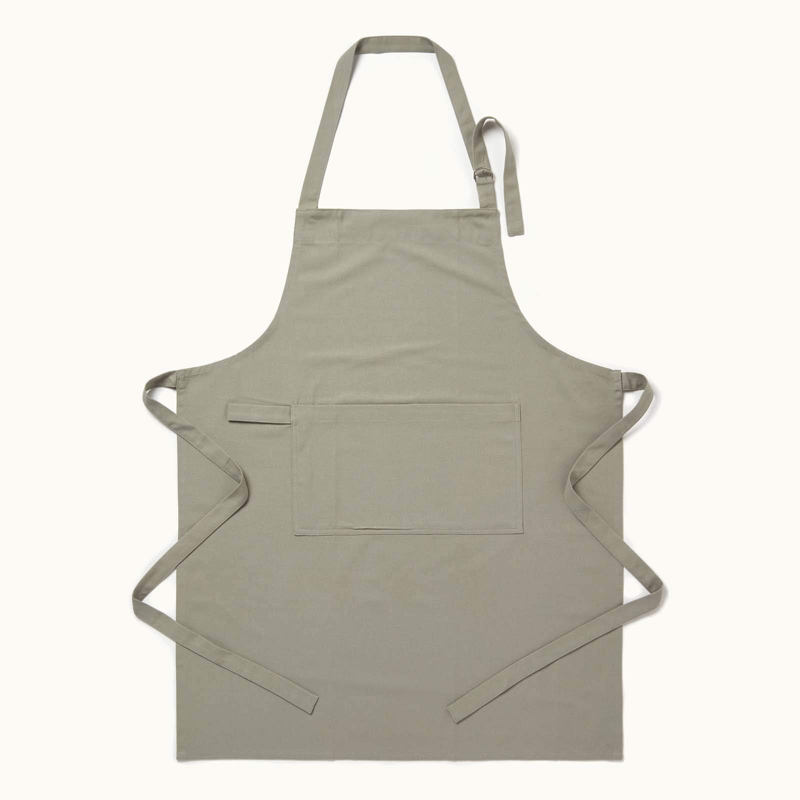 HOMESCAPES Plain Cotton Grey Apron with Large Pocket and Adjustable Straps - 80 x 85 cm