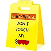 XgiftCreat Funny Office Desk Sign - Don’t Touch, Small Fun Gag Warning Caution Cubicle Decor Gifts for Boss Day White Elephant Christmas Team Coworker Teammate Employee
