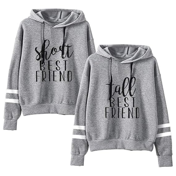 Beste Freunde Hoodie Pullover Für 2 Mädchen Best Friends Sweater BFF Pulli Sister Sweatershirt Kapuze Schwarz Weiß Schwester 