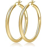 4mm Thick Gold Chunky Earrings Steling Silver Post Hoops Earrings For Women Hollow Tube Hoops Earrings Thick Gold Hoop Earrings Hypoallergenic Lightweight Gold Hoop Large Earrings 20/30/40/50/60MM