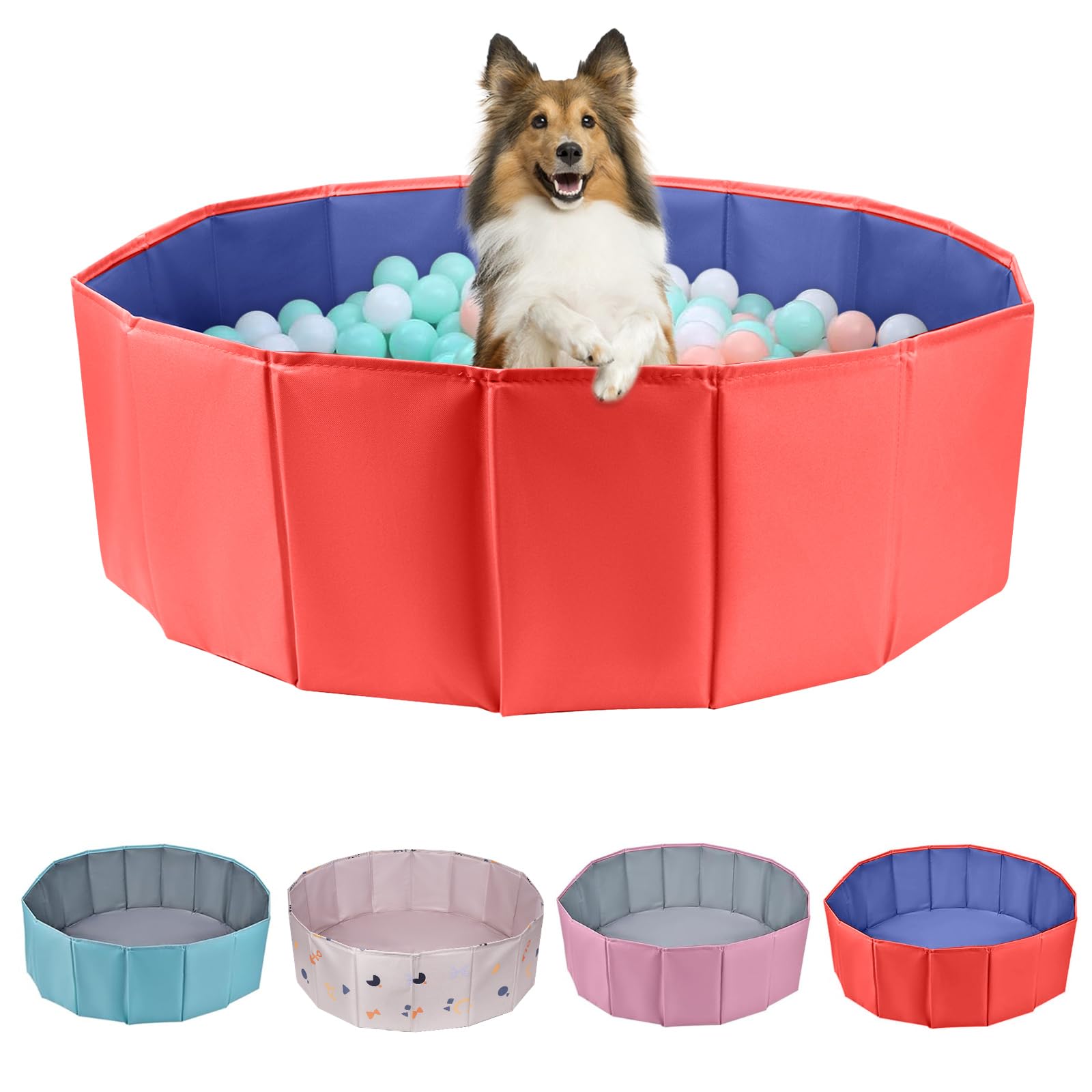 Photo 1 of Dog Ball Pit, Foldable Ball Pit for Dog, Balls Pit for Dogs, Balls Pit for All Types of Dogs, Suitable for Indoor and Outdoor Activities (39.37inches in Diameter, Red,No Ball Included)