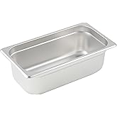 Winco 1/3 Size 4" Deep Metal Food Pan/Steam Table Pan, Anti-Jam, 24 Gauge