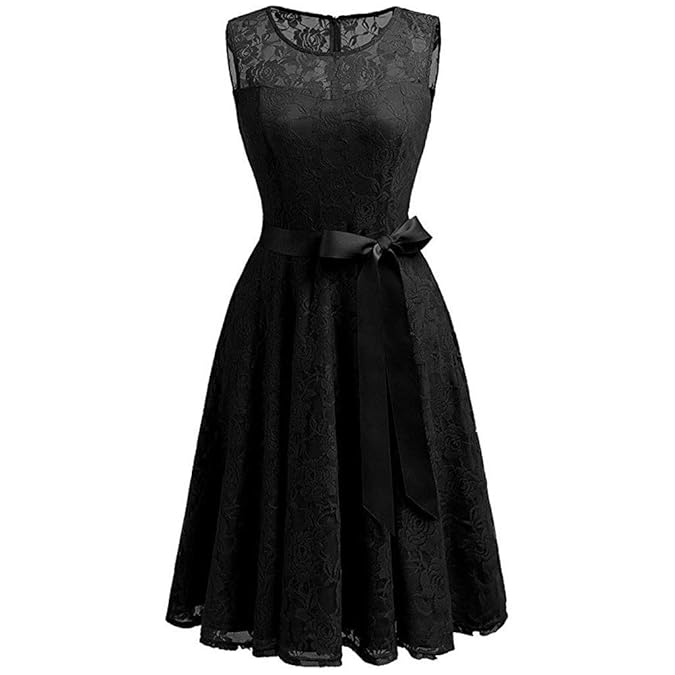 Damen Abendkleider Partykleid elegant 50er Jahre Petticoat Kleider Rockabilly Kleider Cocktailkleider Rundhals Mode Kleid Hem