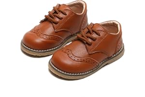 YWPENGCAI Toddler Boys Girls Dress Shoes Brown Black Leather Loafers Wedding Oxford Shoes Uniform School Flat Shoes