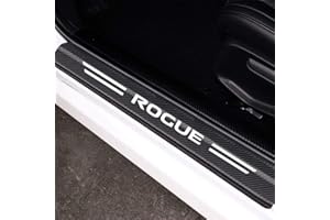 RTGiujds 4Pcs for Rogue Door Sill Protector Reflective 4D Carbon Fiber Sticker Decoration Door Entry Guard Door Sill Scuff Plate Stickers Accessories for Nissan Rogue (White)