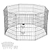 Ollieroo Dog Playpen Exercise Pen Cat Fence Pet Outdoor Indoor Cage 8 Panel Black E-Coat Small (24