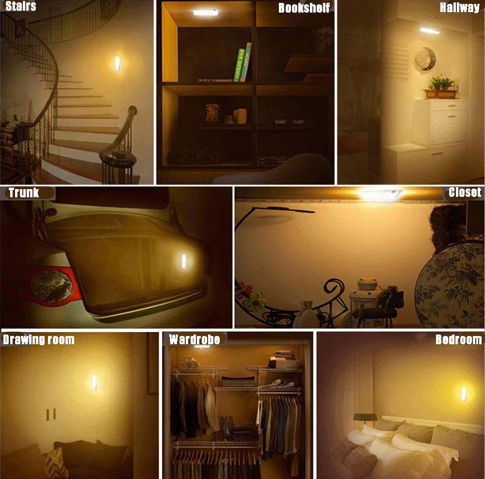 Motion Sensor Light, Wireless Night Light 18 LED USB Rechargeable Indoor Automatic Light Super Long Battery Life for Closet, Cabinet, Stairs, Drawer, Pantry, Cupboard, Wardrobe