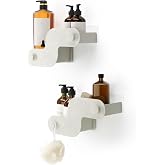 Umbra Nami Shower Caddy, Adhesive No Drill Bathroom, Set of 2, Ocean Sand | Waterproof construction, integrated drainage, rust-free, holds 6 lbs