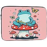 Nicokee Laptop Sleeve Bag 15.4 15.6 Inch,Frog Mushroom Butterfly Pink Protective Polyester Computer Cases Laptop Cover Briefcase Bag Tablet Travel Cover