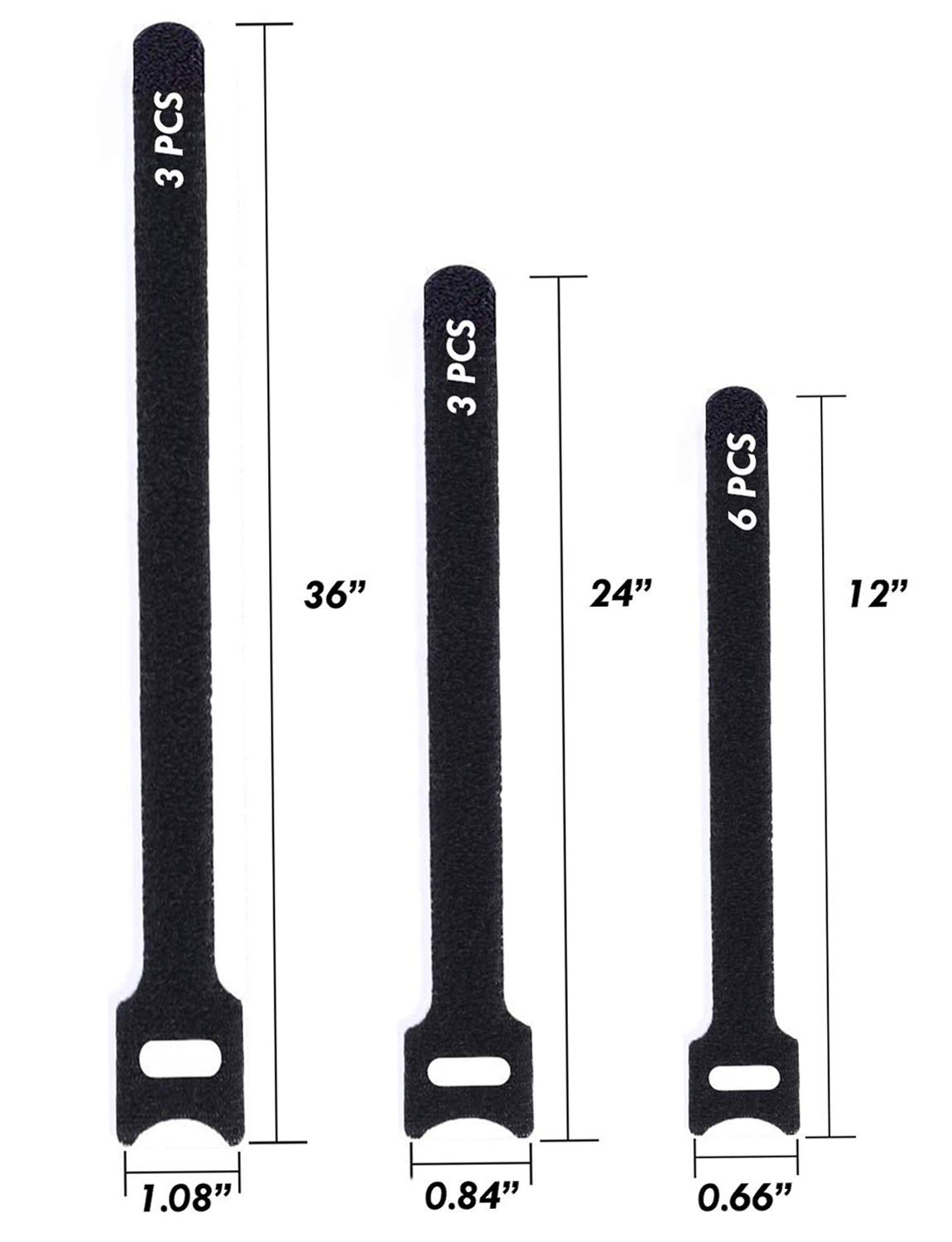 Vntek Long Nylon Cable Ties, Velcro Strap Hook and Loop Organizer for Bundled Items, Garage, Duct Work, Camping Organization (12\