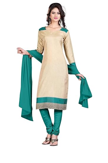 Uniform Sarees Womens Poly-Cotton Uniform Unstitched Salwar Kameez (D.No-134/2019, Green, Free Size)