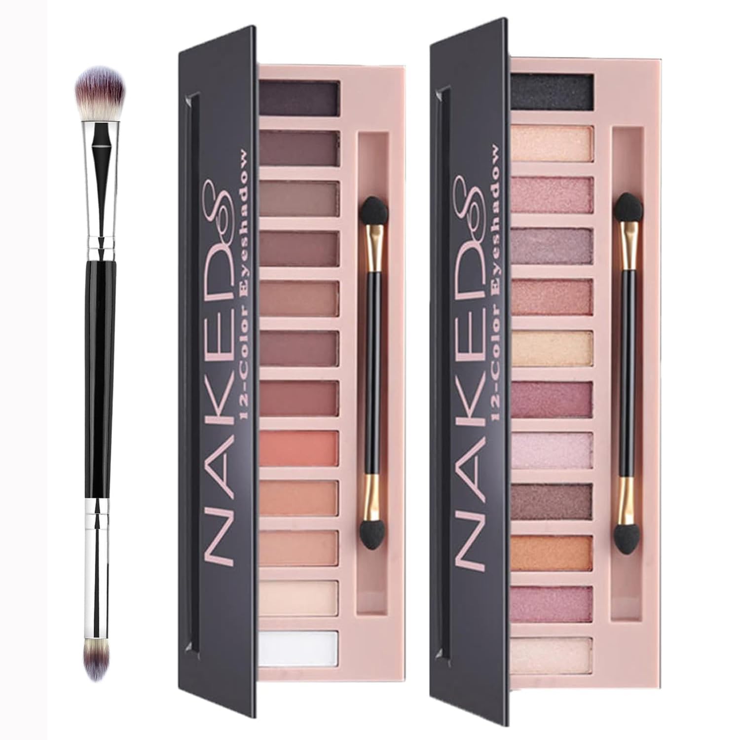 Photo 1 of 12 Colors Makeup Eyeshadow Palette*2 Pack, Natural Nude Matte & Shimmer Eye Shadow Palette and eyeshadow brush Set,Waterproof Smokey Professional Cosmetic Beauty Kit