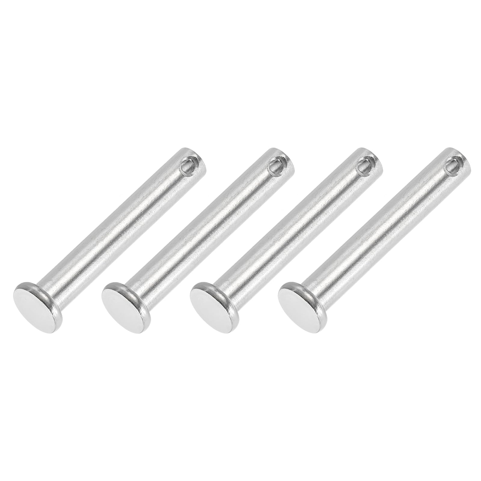 PATIKIL 8 x 50 Mm Single Hole Clevis Pins, 4 Pcs 304 Stainless Steel Flat Head Pin for Hitch Pin Lock Link Hinge Systems, Silver