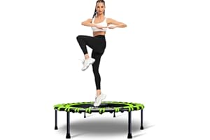 DARCHEN 400LBS Rebounder Trampoline for Adults, Indoor Mini Trampoline Silent Fitness Trampoline Small Bungee Rebounder Jumping Cardio Trainer Workout Exercise Workout with Handrail Bar [40 Inch]