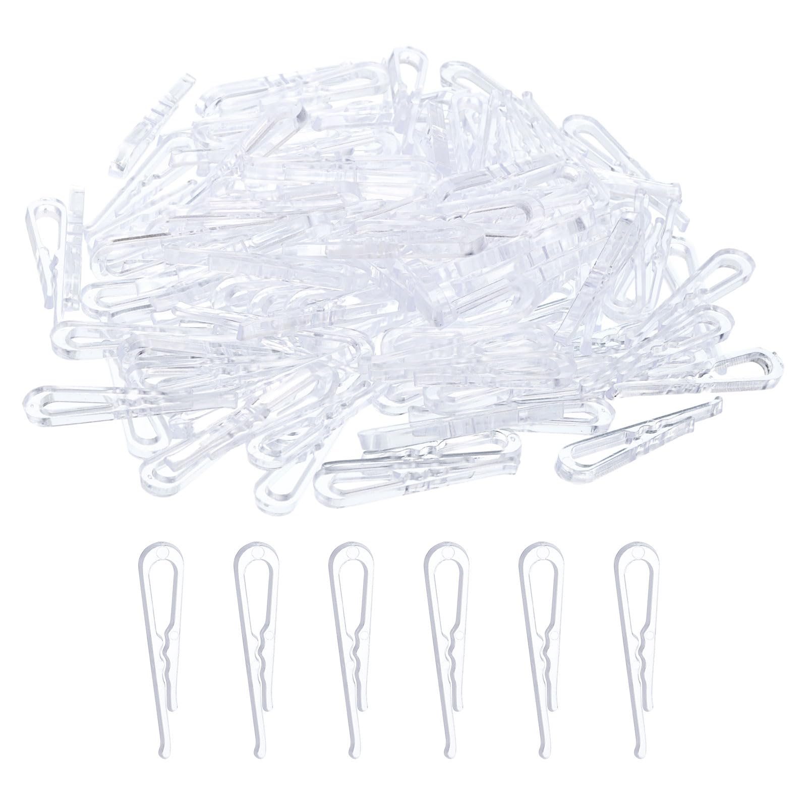 uxcell 300Pcs Durable Plastic Alligator Clips, 1.5" Clear U Shape Shirt Clip Clothespins with Teeth for Folding Ties, Pants, Socks, Garments
