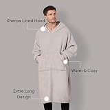 Sienna Extra Long Hoodie Blanket Silver Grey with Sherpa Lining view 3