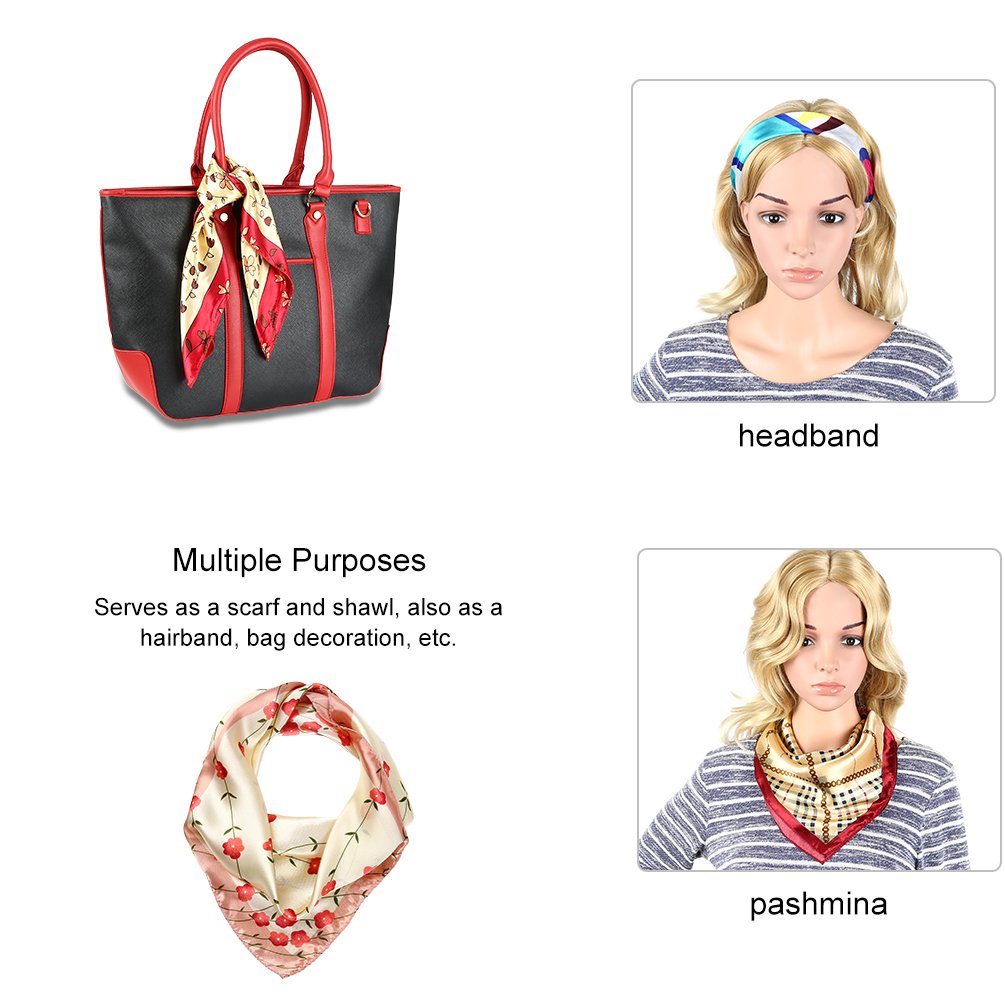 VBIGER 12PCS Womens Mixed Silk Square Scarves Bandana Scarf 50x50cm (Design 2)