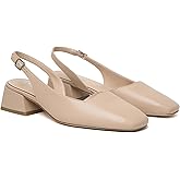 Mostrin Nude Chunky Low Heels for Women D'Orsay Slingback Block Heel Pumps Closed Square Toe Mary Jane Dress Shoes for Work Office Daily Wedding