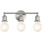 Eietonte 3-Light Vanity Light Fixture, Modern Brushed Nickel Wall Sconce Light Fixture, Farmhouse Silver Bathroom Wall Lighti