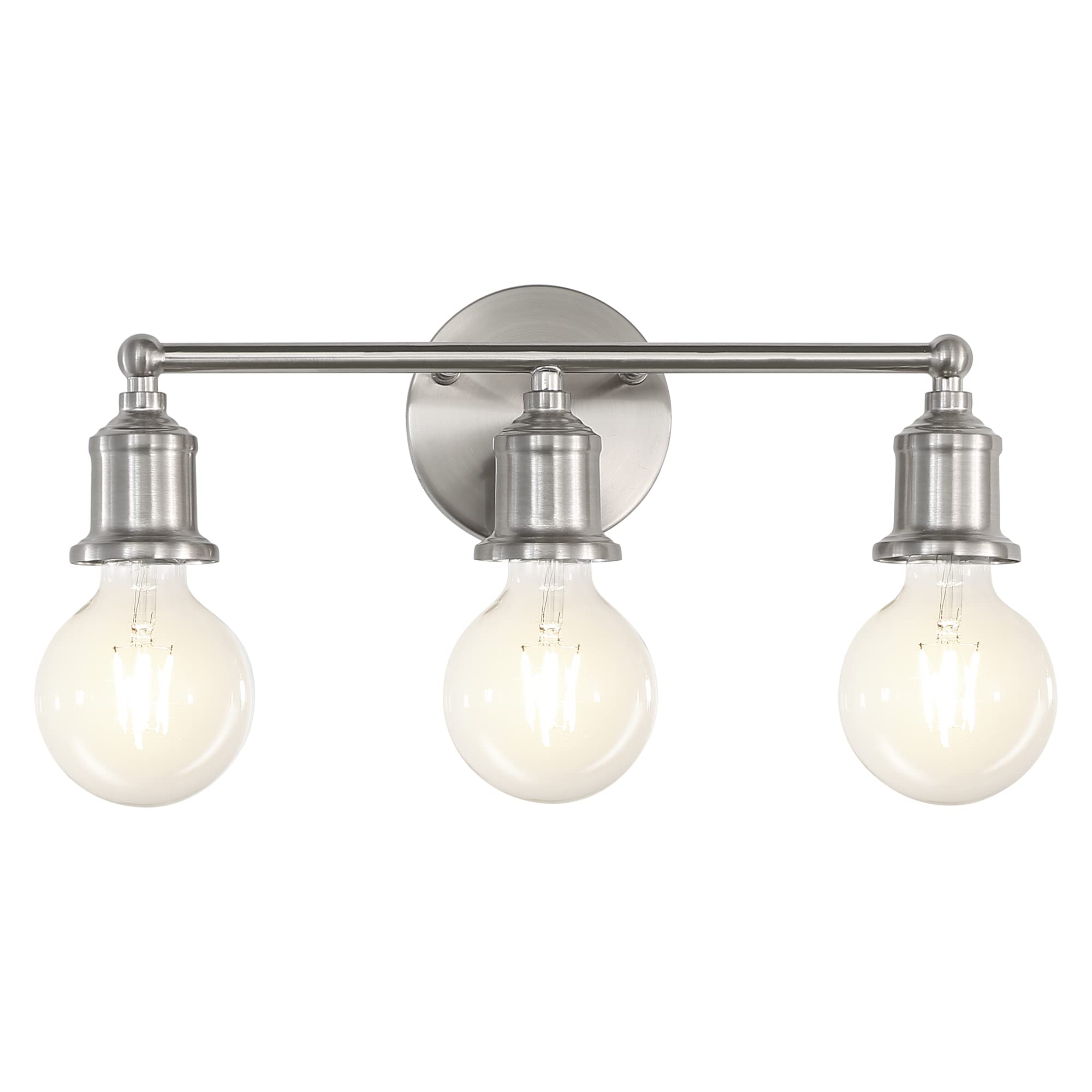 Photo 1 of *MINOR DAMAGE - USED*
Eietonte 3-Light Vanity Light Fixture, Modern Brushed Nickel Wall Sconce Light Fixture, Farmhouse Silver Bathroom Wall Lighting for Over Mirror, E26 Base Wall Lamp for Bedroom (Bulb Not Included)