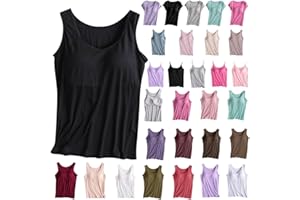 FLOLEO Womens Tank Tops with Built in Bra Sleeveless Soft Tank Tops Solid Scoop Neck Shirts Basic Workout Tops Undershirt Tee