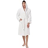 SIORO Mens Terry Bath Robe, Plush Hooded Cotton Cloth Knee-Length Robes for Spa, Shower, Soft Towel Bathrobes with Pockets