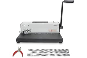 Rayson PD-1503 Coil Binding Machine, 4:1 Pitch Spiral Binder with Electric Coil Inserter for Max. Punching Letter Size