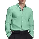 Susclude Men's Oxford Shirts Long Sleeve Dress Shirts for Men Button Down Shirt Cotton Wrinkle Free Shirts with Pocket