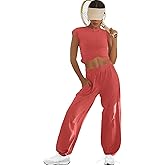 LAMISSCHE Womens Loungewear Set 2 Piece Outfits Sets Cropped Tops and Wide Leg Pants with Pockets Tracksuit