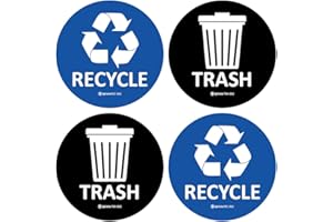 IGNIXIA Recycle & Trash Stickers Combo, Trash Bin Decals Recycle Sticker Trash Symbols Sticker 4 X 4 Inches PVC Vinyl Self Adhesive (Blue and Black)