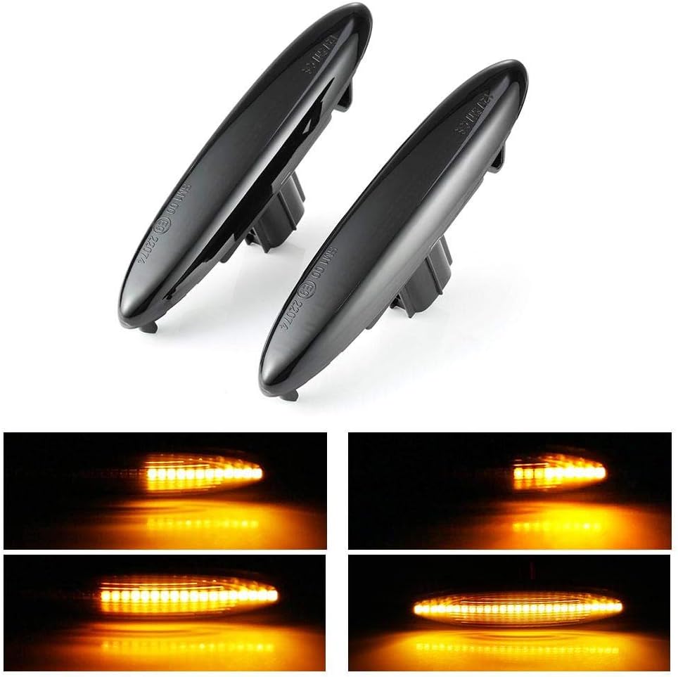 2 pcs LED Dynamic Side Marker Turn Signal Light For Lxs IS250 IS350 SC430 Sequential Blinker Led For Highlander Soarer Kluger (Black)