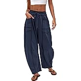 Nirovien Womens Barrel Sweatpants High Waisted Wide Leg Sweatpants Drawstring Lounge Baggy Pants Barrel Sweats