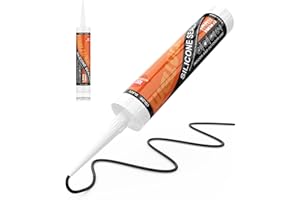 WELLUCK Black Silicone Caulk, 100% Waterproof Silicone Sealant Adhesive Caulking,for RV, Kitchen,Bathroom, Window, Door, Glas