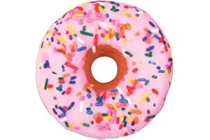 iscream Sugar-riffic Donut Shaped Bi-Color 16" Photoreal Print Microbead Pillow, Pink Front/Chocolate Back, 16"Wx16"H