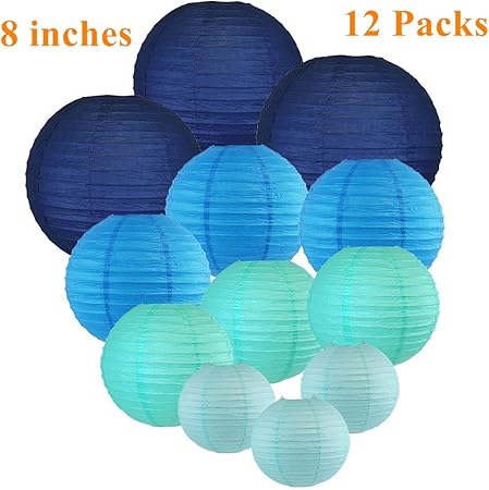 Lampions 8 Pouces Multicolor Blues Ensemble De 12 Chinese