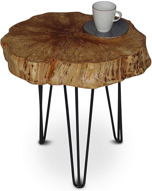 Greenhaus Naturlich Wohnen Couchtisch Baumscheibe Rustikaler Baumstamm Beistelltisch Birke Anstelltisch Mit Metallbeinen Dekotisch Dreibein Rund 30 40 Cm Ohne Rinde Amazon De Kuche Haushalt
