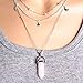 Zealmer Silver Hexagonal Quartz Necklace Layered Chain Choker Necklace Pendant Moon Star Rhinestone