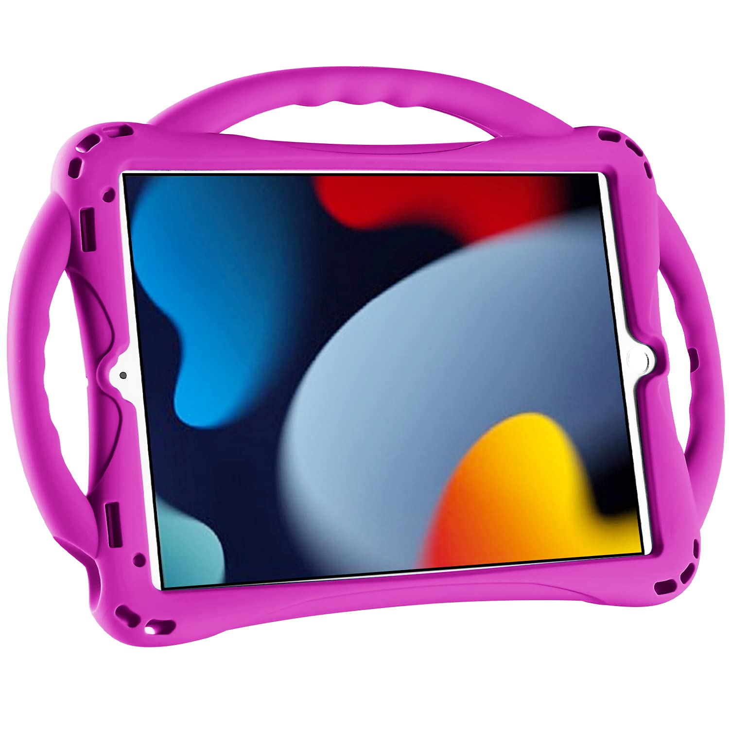 TopEsct Kids Case for iPad 9th/8th/7th Generation 10.2 inch, Built-in Handle Stand, Comes with a Strap, Silicone Shockproof Case for iPad 10.2 inch 2021 (Purple) — image 1