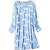 Century Star Long Sleeve Nightgowns for Women Soft Cotton Night Shirts Sleepwear Cartoon Night Gown Sleep Shirt Pajama Dress