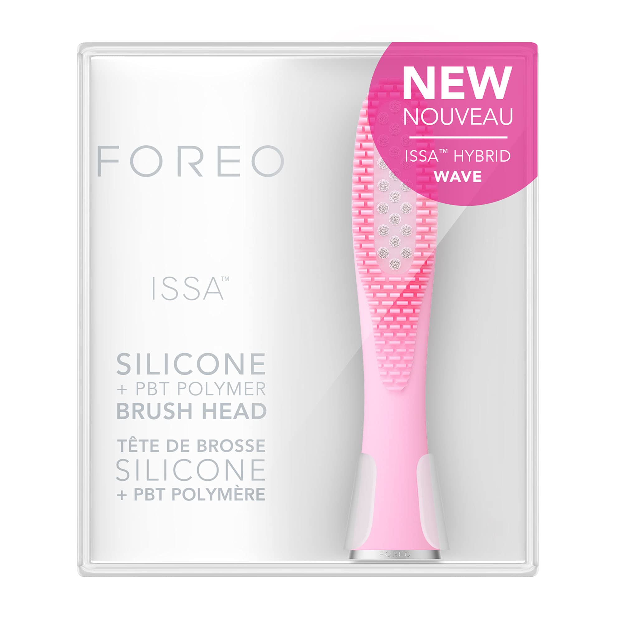 FOREO ISSA Hybrid Wave Brush Head, Medical-Grade Silicone & PBT Polymer Bristles, 6-Months Lasting, Replaceable,Pearl Pink