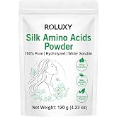 ROLUXY Hydrolyzed Silk Amino Acids Powder | Green-120g (4.23oz) 100% Pure Water-Soluble Silk-Derived Ingredient | Cosmetic Grade for DIY Skincare &amp; Haircare Formulations