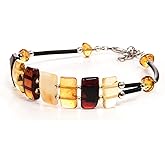 Baltic Amber Bracelet for Women - Hand Made from Polished/Certified Baltic Amber Beads (Multi)