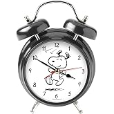 Mark Feldstein Peanuts Snoopy Wacky Wakers Alarm Clock | Metal case construction; requires 2 AA batteries; plays hourly tune; approx 6.1x4.5x2.5 in; bedside or desk