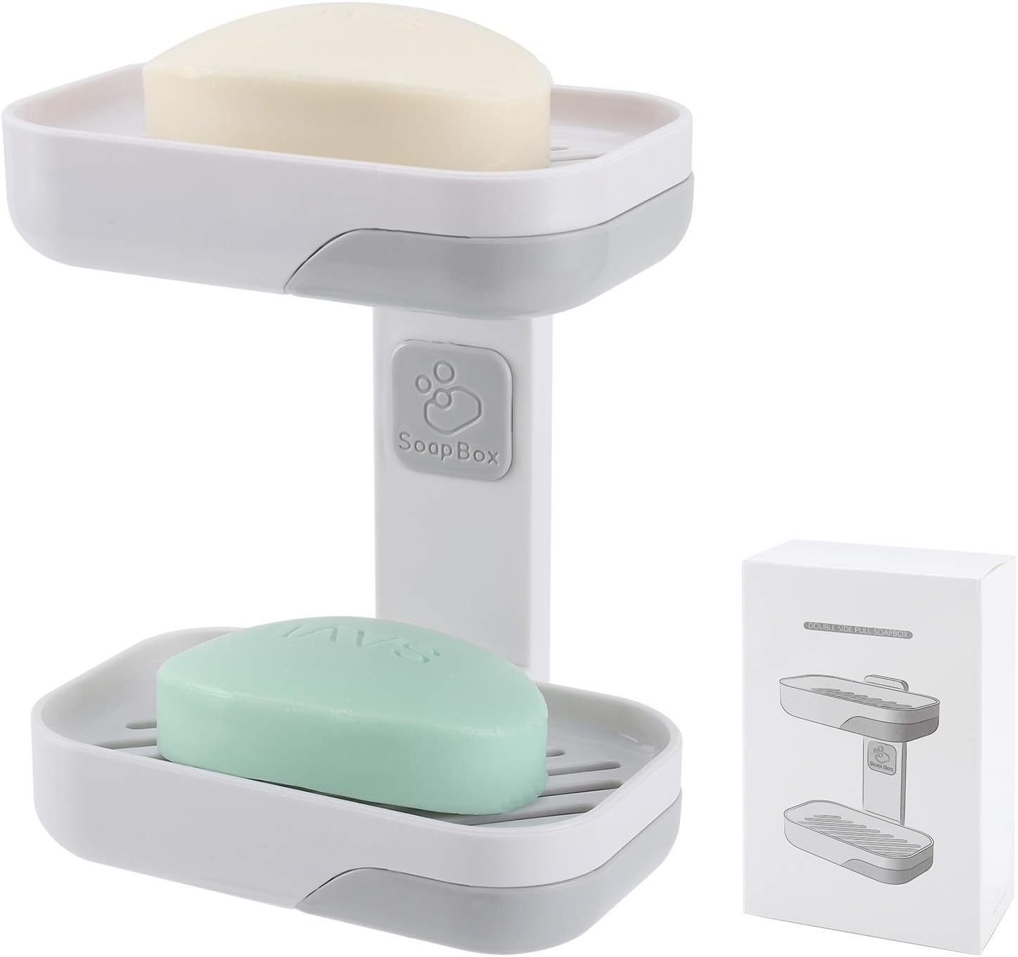 Maqqet Soap Dish for Shower Bar Soap Holder Double Layer Wall Mounted Soap Saver Soap Container with Draining Tray Soap Case for Bathroom: Home & Kitchen