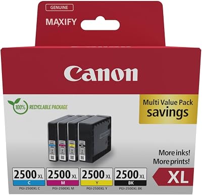 Canon PGI-2500 XL Color Pack 4 Cartridges C M Y BK Genuine Recycled Box