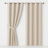 AMEHA Blackout Eyelet Curtains 46x54 Inches 2 Panels Cream Thermal