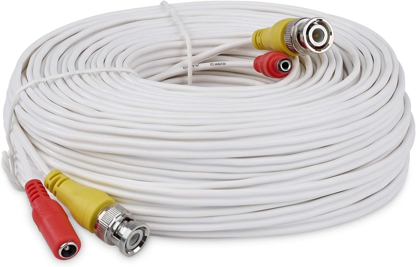 SSL BNC Video Power Cable For CCTV Camera DVR Security System (2M, White)