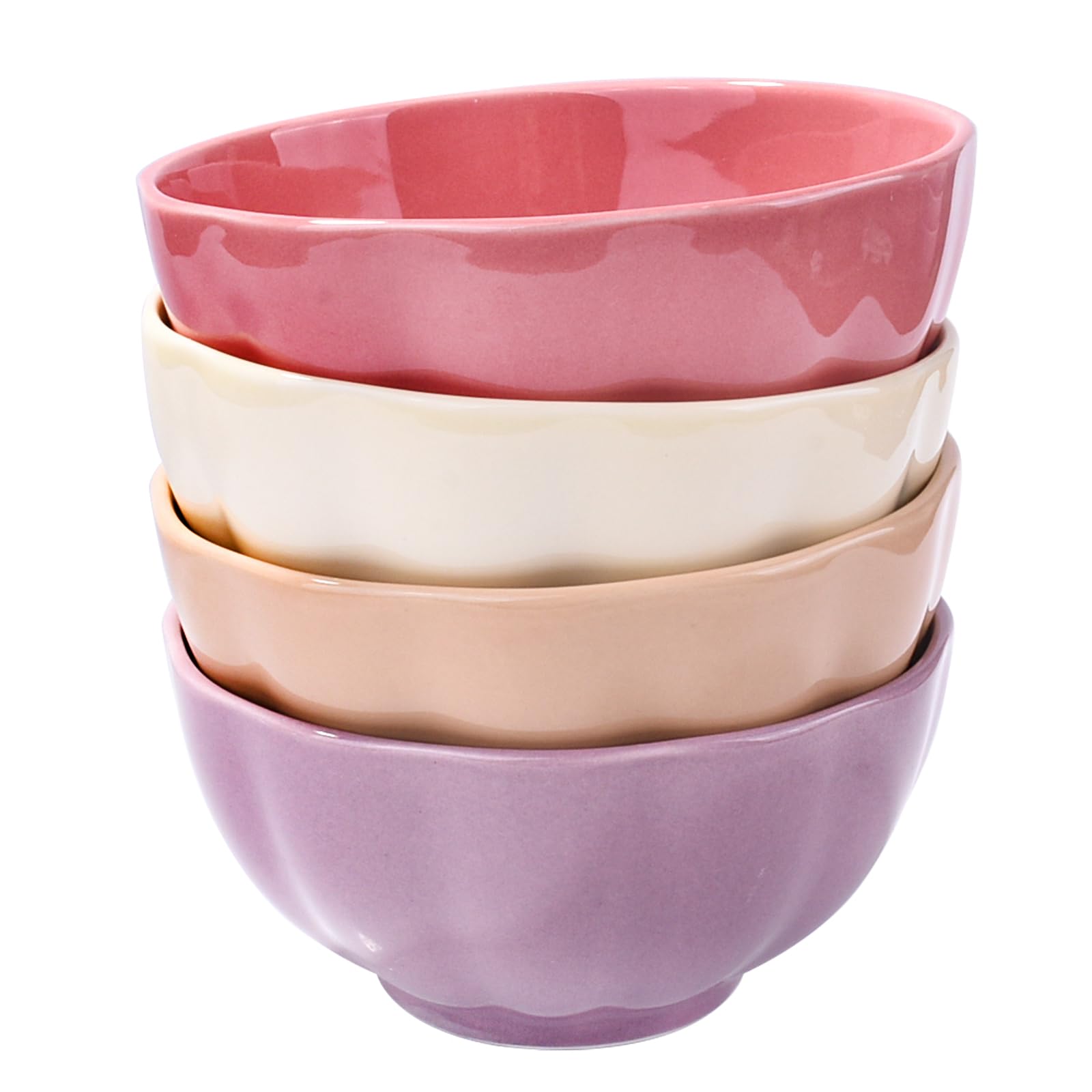 Photo 1 of **ONE BOWL BROKEN**BOSILI Ceramic Rice Bowl Set of 4 Porcelain Sushi Bowls for Sushi Sauce 4.72 Inch Assorted Colors Microwave Safe Smooth Glazed Finish Simple Design